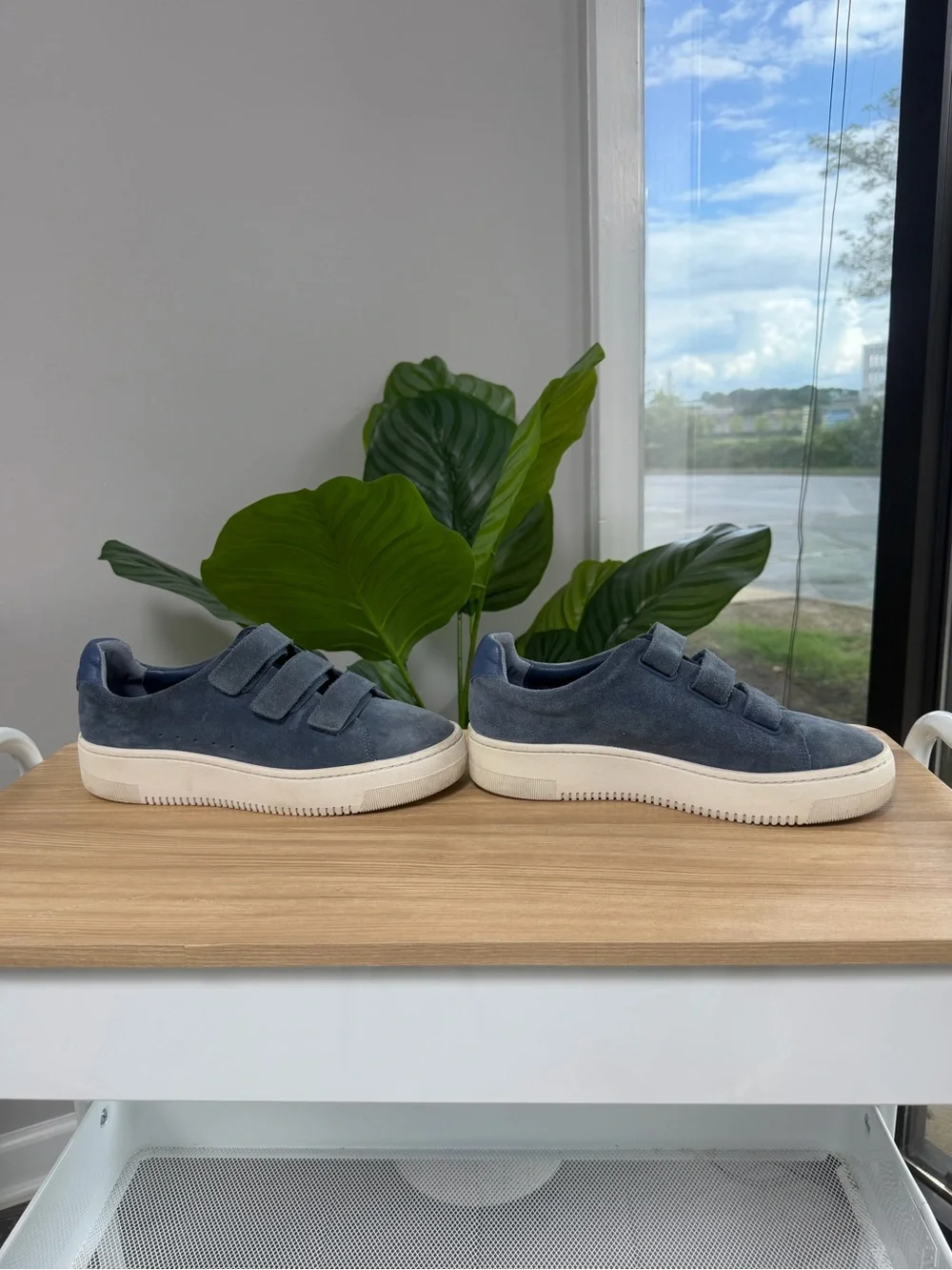 Sandro Paris Anita Dusty Blue Suede Sneakers SZ 38|7.5